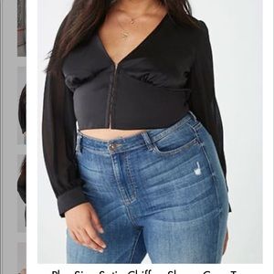 Black satin long sleeve Corp top